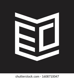 EO Logo Emblem Monogram With Shield Style Design Template Isolated On Black Background