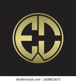 EO Logo monogram circle with piece ribbon style on gold colors
