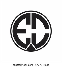 EO Logo monogram circle with piece ribbon style on white background