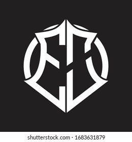 EO Logo monogram with emblem and circle rounded design template