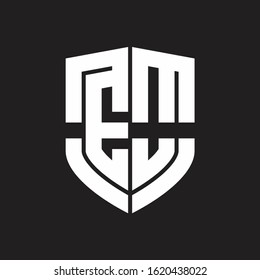 EO Logo monogram with emblem shield shape design isolated on black background