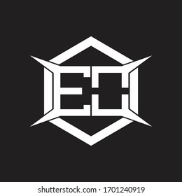 EO Logo monogram with hexagon and four taper shape design template