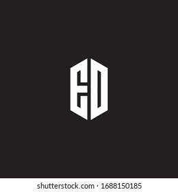 EO Logo monogram with hexagon shape style design template isolated on black background