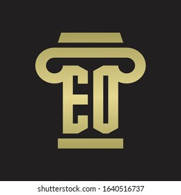 EO Logo monogram with pillar style design template with gold colors