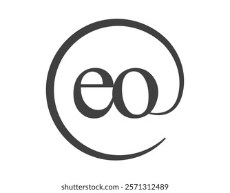 EO logo from two letter with circle shape email sign style. E and O round logotype of business company for brand identity.