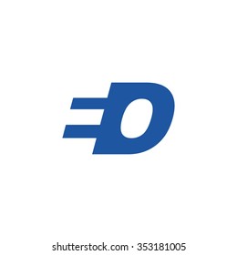 EO negative space letter logo blue