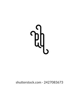 EO simple curved concept initial logo design black and white background