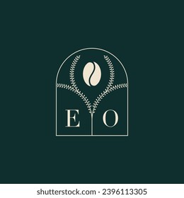 EO Diseño de logotipo único y simple combinación de letras y frijol de café