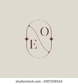 EO wedding classic in elegant monogram with high quality professional design that will print well