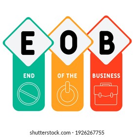 EOB - End Of The Business  Acronym. Business Concept Background.  Vector Illustration Concept With Keywords And Icons. Lettering Illustration With Icons For Web Banner, Flyer, Landing Page