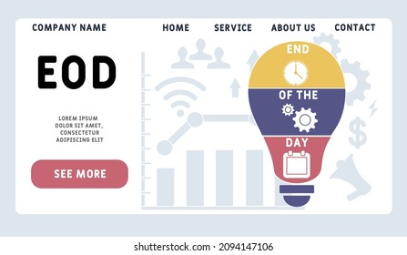 EOD - End Of the Day acronym. business concept background.  vector illustration concept with keywords and icons. lettering illustration with icons for web banner, flyer, landing