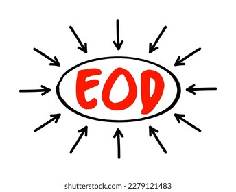EOD - End Of the Day acronym text with arrows, business concept background