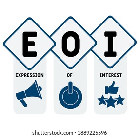 EOI - Expression of Interest acronym. business concept background.  vector illustration concept with keywords and icons. lettering illustration with icons for web banner, flyer, landing page