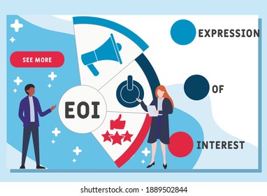 EOI - Expression of Interest acronym. business concept background.  vector illustration concept with keywords and icons. lettering illustration with icons for web banner, flyer, landing page