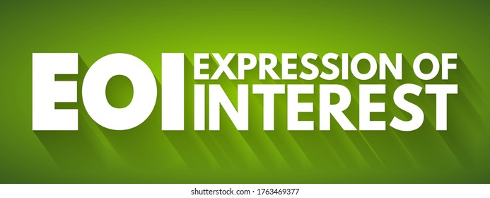 EOI - Expression of Interest is an informal declaration that a buyer would like to purchase a business, acronym concept background