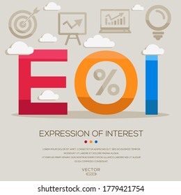 EOI mean (expression of interest) ,letters and icons,Vector illustration.	
