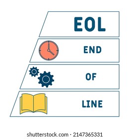EOL - Acrónimo de fin de línea. fondo de concepto de negocio. concepto de ilustración vectorial con palabras clave e iconos. ilustración con iconos para banner web, volante, página de inicio