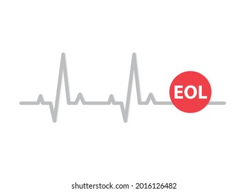EOL (End-of-life) concept wiith pulse trace line- vector illustration