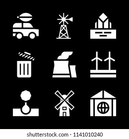 eolic energy, electric car, windmill and windmill icons set. Vector graphic design for web and application