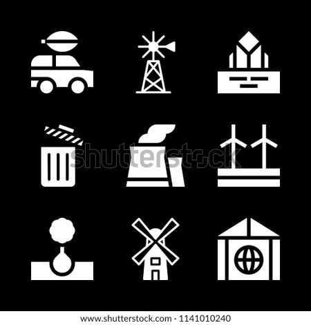 eolic energy, electric car, windmill and windmill icons set. Vector graphic design for web and application