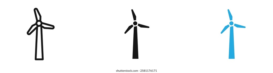 Eolic energy icon black white vector outline