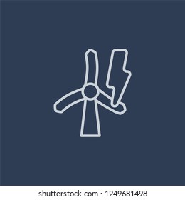 Eolic energy icon. Eolic energy linear design concept from Ecology collection. Simple element vector illustration on dark blue background.