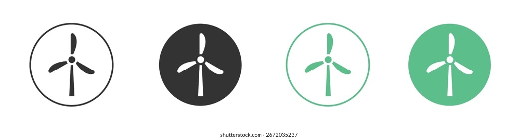 Eolic energy icon Minimal Flat Line Vector Icon Set.