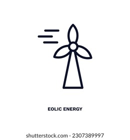 eolic energy icon. Thin line eolic energy icon from automation and high tech collection. Outline vector isolated on white background. Editable eolic energy symbol can be used web and mobile