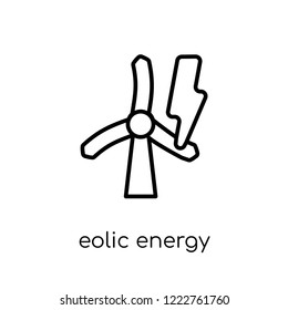 eolic energy icon. Trendy modern flat linear vector eolic energy icon on white background from thin line Ecology collection, outline vector illustration