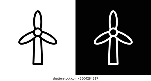 Eolic energy icons vectors set in stroke line style.