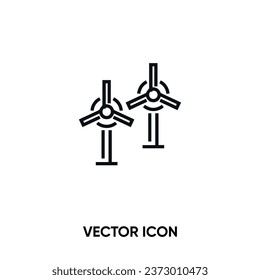 Icono del vector de energía eólica. Ilustración vectorial plana moderna y simple para sitio web o aplicación móvil.Turbina eólica o símbolo de energía alternativa, ilustración de logotipo. Gráficos vectoriales perfectos para píxeles	