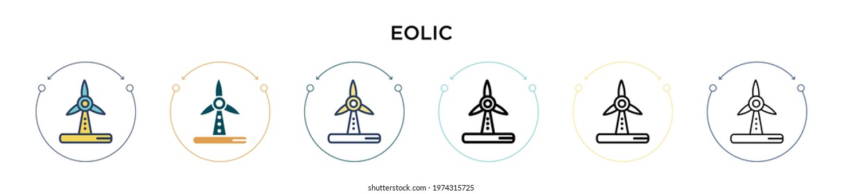 Eolic icon in filled, thin line, outline and stroke style. Vector illustration of two colored and black eolic vector icons designs can be used for mobile, ui, web