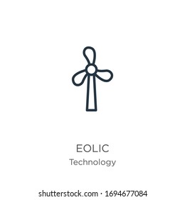 Eolic icon. Thin linear eolic outline icon isolated on white background from technology collection. Line vector sign, symbol for web and mobile