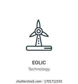 Eolic-Umriss-Vektorillustration-Symbol. Dünne, schwarze Ikone, einfache flache Vektorillustration-Elementgrafik aus bearbeitbarem Technologiekonzept einzeln auf weißem Hintergrund