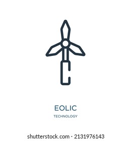 eolic thin line icon. energy, nature linear icons from technology concept isolated outline sign. Vector illustration symbol element for web design and apps.