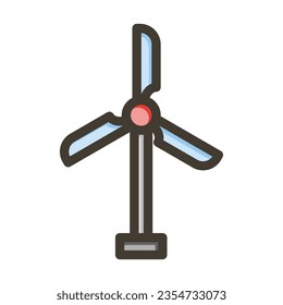 Eolic Turbine Vector Thick Line Filled Colors Icon For Personal And Commercial Use.
