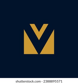 Diseño del logotipo de la letra V del icono del triángulo eométrico. Letra simple V diseño de logotipo geométrico triangular
