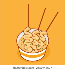 Eomuk or Odeng, Korean Street Food Illustration