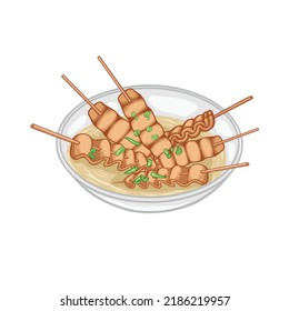 Eomuk or Odeng A Traditional Korean Food, Fish Cakes. Icon Logo Food Illustration 