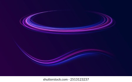 listras de éon na forma de broca, voltas e redemoinho. Velocidade do plano de fundo do conceito de luz. Linhas de borda rotativas de plano de fundo abstratas.