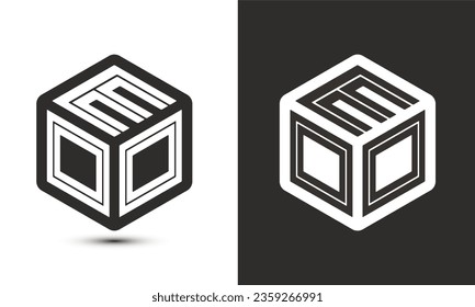 EOO letter logo design with illustrator cube logo, vector logo modern alphabet font overlap style. Premium Business logo icon. White color on black background