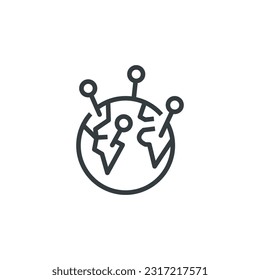 Eorld globe pin location map marker icon, vector illustration