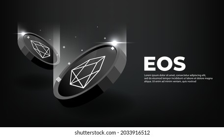 EOS coin cryptocurrency concept banner background.