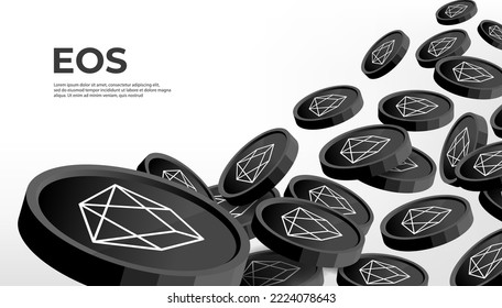 EOS coins cryptocurrency concept banner background.