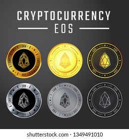 eos collection is one of cryptocurrency with a circle of gold and silver, titanium.