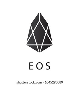 EOS crypto currency chrystal coin icon isolated on a white background.  Virtual money icon collection.Cryptocurrency in flat style.Symbol of smart technologies. Decentralized computer networks