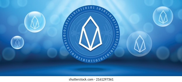 Eos crypto currency futuristic tech vector background. Can be used as wallpaper, website banner, poster and technology backdrop. 