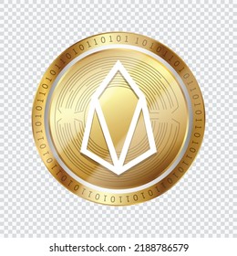 Eos (EOS) crypto currency logo symbol coin isolated in transparent background. Virtual money token vector illustration. 