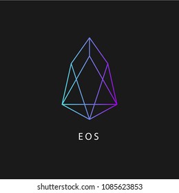 EOS crypto currency logo. Virtual money symbol. Icon on black.