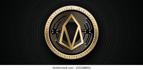 Eos (EOS) cryptocurrency coin logo vector banner 